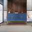 Buffet avec rangement TREXM, armoire avec tablettes réglables, poignées et pieds rectangulaires en métal pour la cuisine, le salon et la salle à manger, bleu marine-726950741