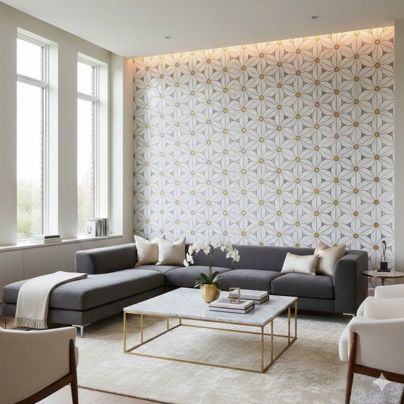 12" x 14" Natural Stone/Metal Novelty Mosaic Wall & Floor Tile