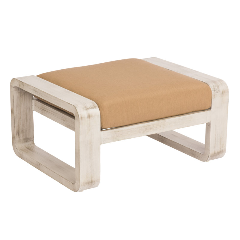 Repose-pieds d'extérieur avec coussin Vale, Noir texturé, Toile bleu marine Sunbrella®