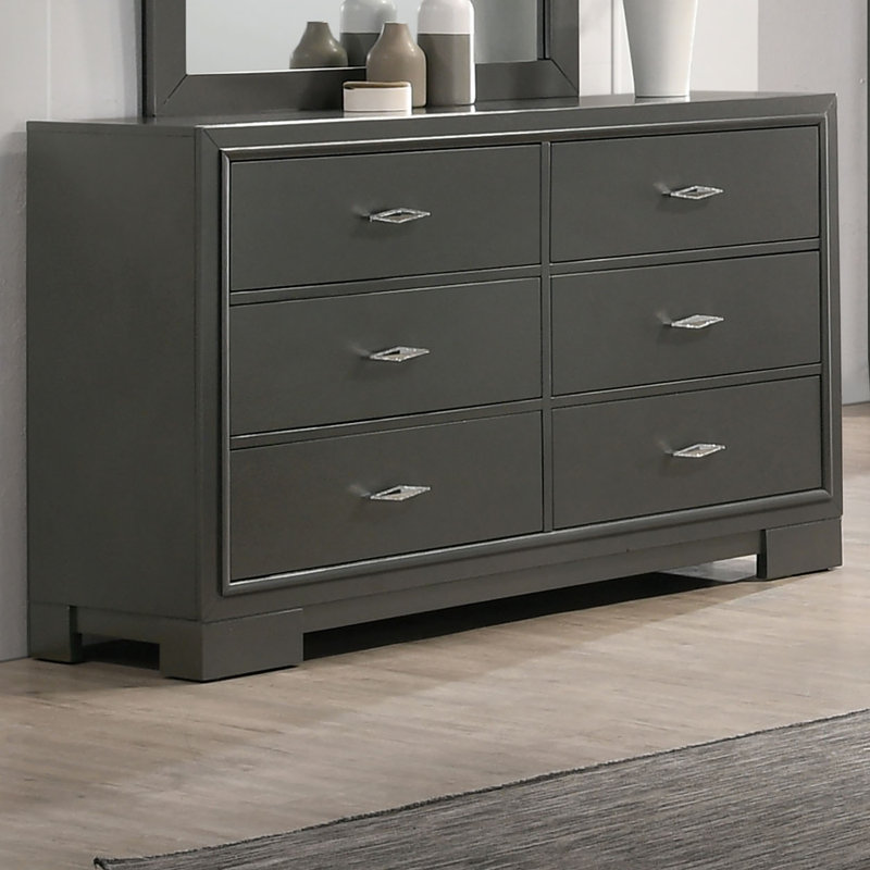 Commode 6 tiroirs en bois Anjelyna