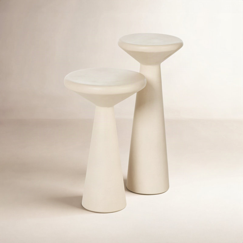 Asuna Concrete Top Nesting Tables, Parchment White