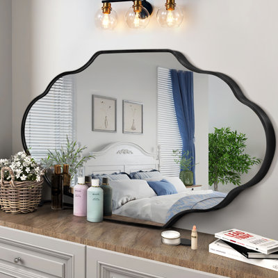 26" x 46" Black Oval Bathroom Vanity Mirror, Aluminum Frame, 4mm HD Shatterproof Glass, Wall Mounted Vertical & Horizontal