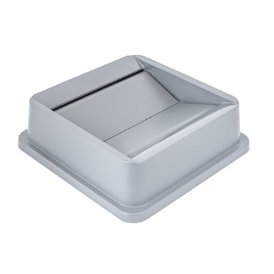 Restaurantware-LID ONLY: Clean Tek Professional Trash Can Lid, 1 Swing Top Cover - Trash Bin Sold Separately, Square Shape, Gray Plastic, For Garbage Can, Heavy-Duty, For Indoor And Outdoor