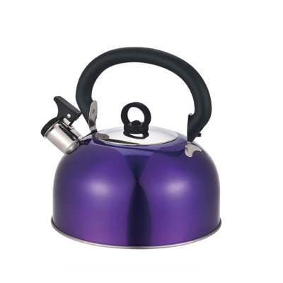 Buckingham Stainless Steel Whistling Camping Kettle Metallic Purple 2.5 Litres