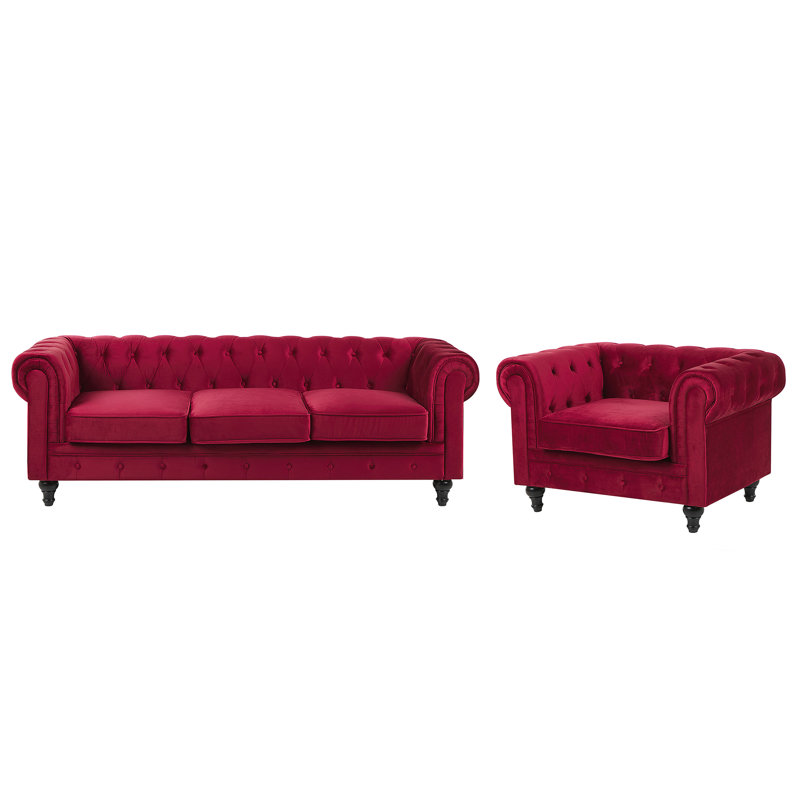 Camron 2 - Piece Velvet Living Room Set, Red
