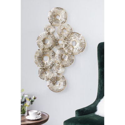Golden Iron Wall Accent - Enhances Glamorous Living Rooms Luminous Gold Finish Trim, 24X2x42", For Homes