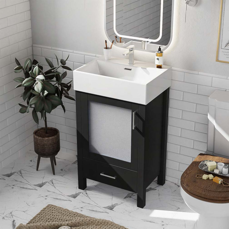 Bathroom Vanity with Ceramic Sink, Black