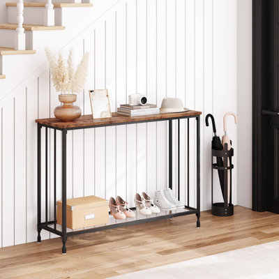 Console 41,3 pouces - Bureau d'entrée industriel avec rangement, canapé à 2 niveaux pour salon