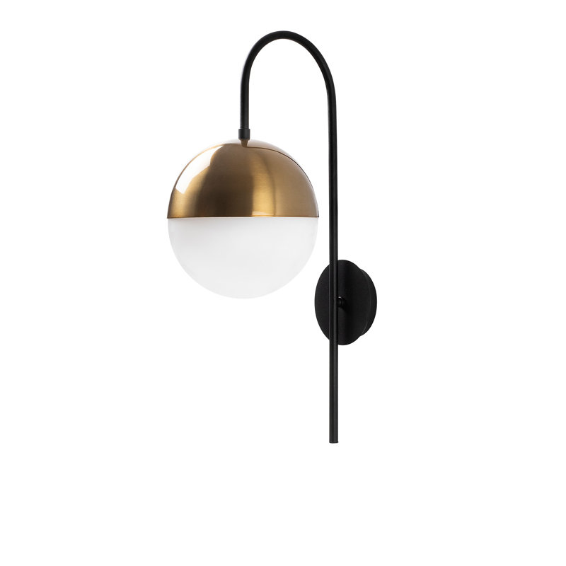 Modern Wall Lamp with Metal Body & Glass Cap, 22 x 12.2 x 22.4 inches | E27 Socket, Max 40W, Elegant Black and Vintage White Finish | IP20 Rated, Perfect for Hotel & Scandinavian Decor