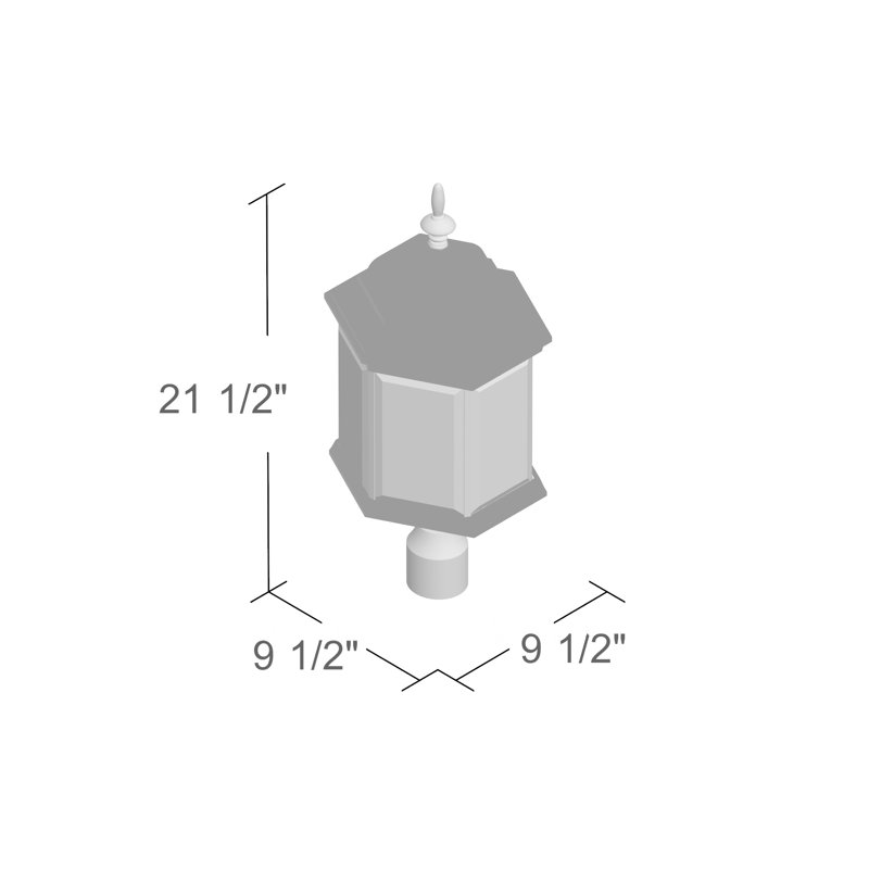 Hex Style Beveled Lantern Head, Matte Black