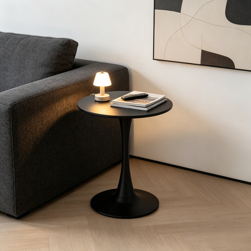 Table ronde ronde à piédestal Mid Century