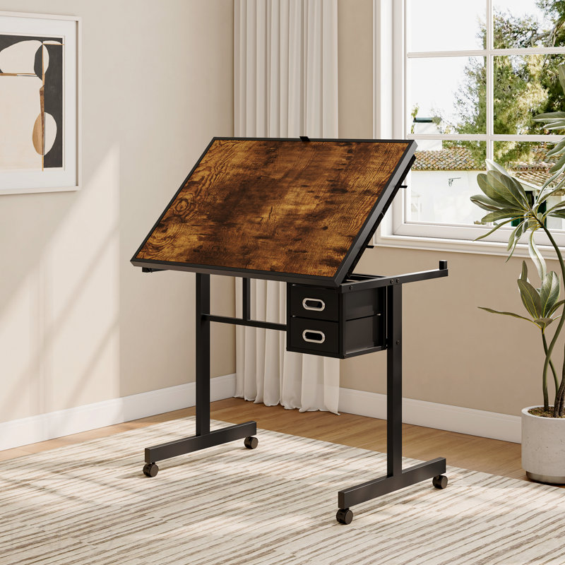 Jigsaw Puzzle Table - Metal Board, 4 Trays, 2 Drawers - Modern