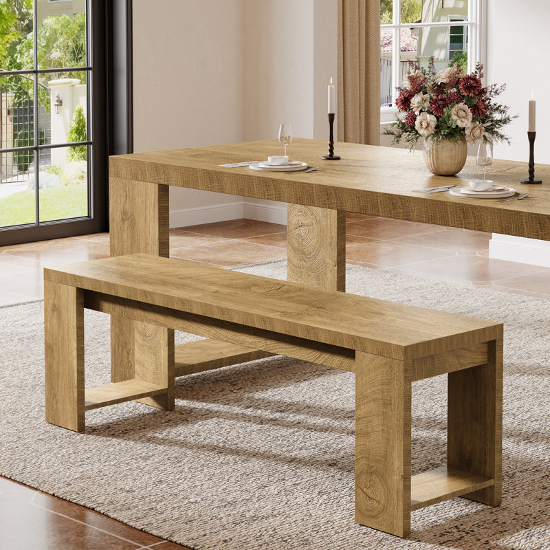 Modern Farmhouse Entryway Bench with Shoe Storage, Rustic Brown Wooden Bench for Hallway or Bedroom