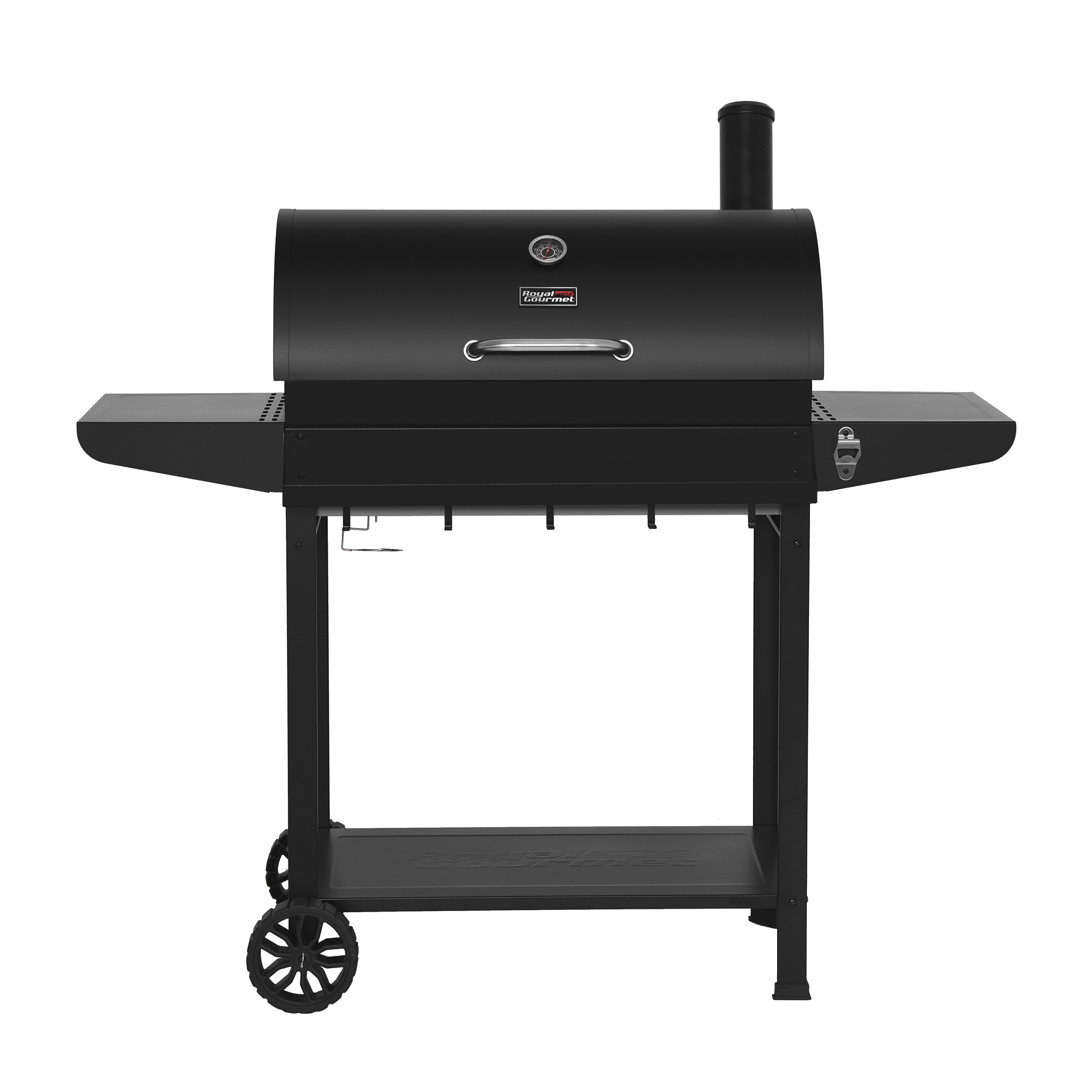 Royal Gourmet 30" Barrel Charcoal Grill with Smoker and Side Tables Royal Gourmet