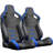 2PC Universal Bucket Racing Seats Blue Stitch Blue PVC Leather Reclinable Carbon Look Leather Back With Adjustor Slider(Not Including Seat Bracket ) 1 Box Of 2 Pieces