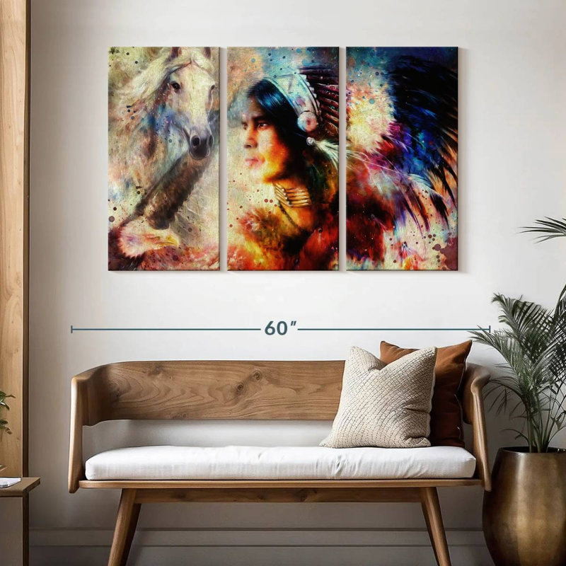 Lelar American Indian Warrior, 32" H x 50" W