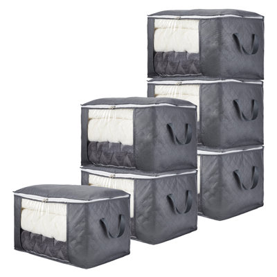 Ensemble de 6 sacs de rangement transparents pour fenêtre, grand organisateur en tissu non tissé respirant avec poignées et fermetures à glissière renforcées