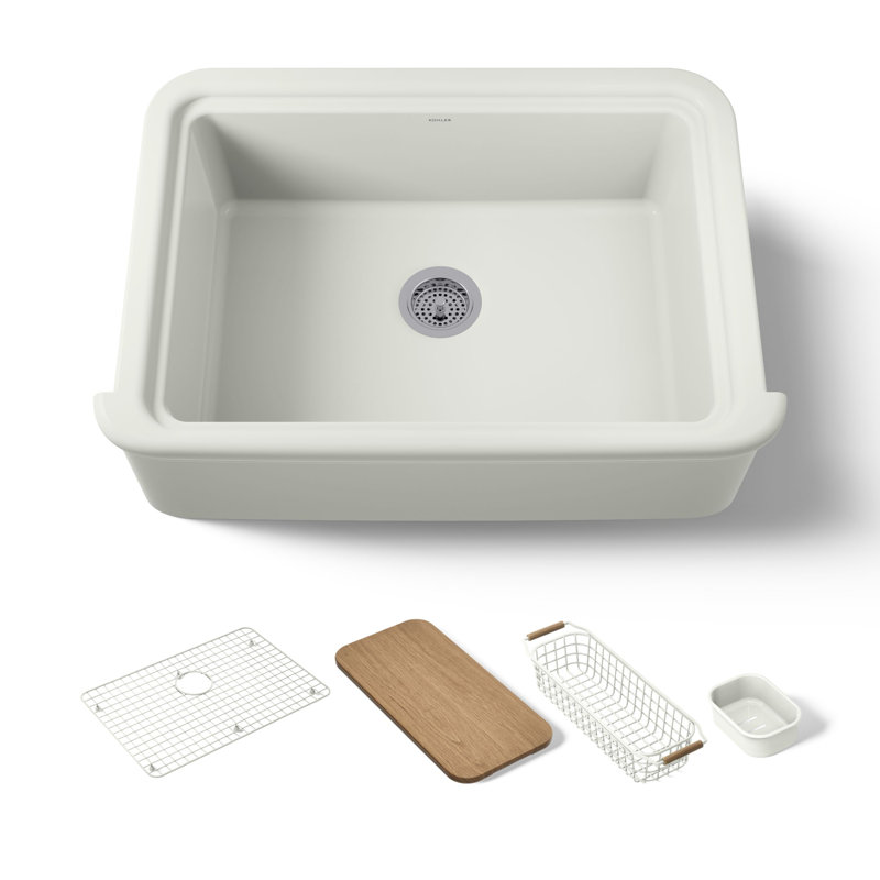 Audrine35-1/2" Undermount Single-Bowl Farmhouse Workstation Kitchen Sink, Dune, 36"