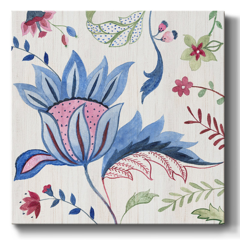 Motif floral Jacobean I sur toile, H 24 po x l 24 po x P 1,5 po
