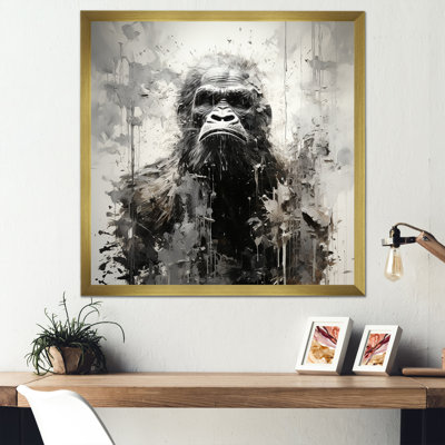 Minimalisme monochrome, portrait de gorille II - impressions sur toile Bigfoot