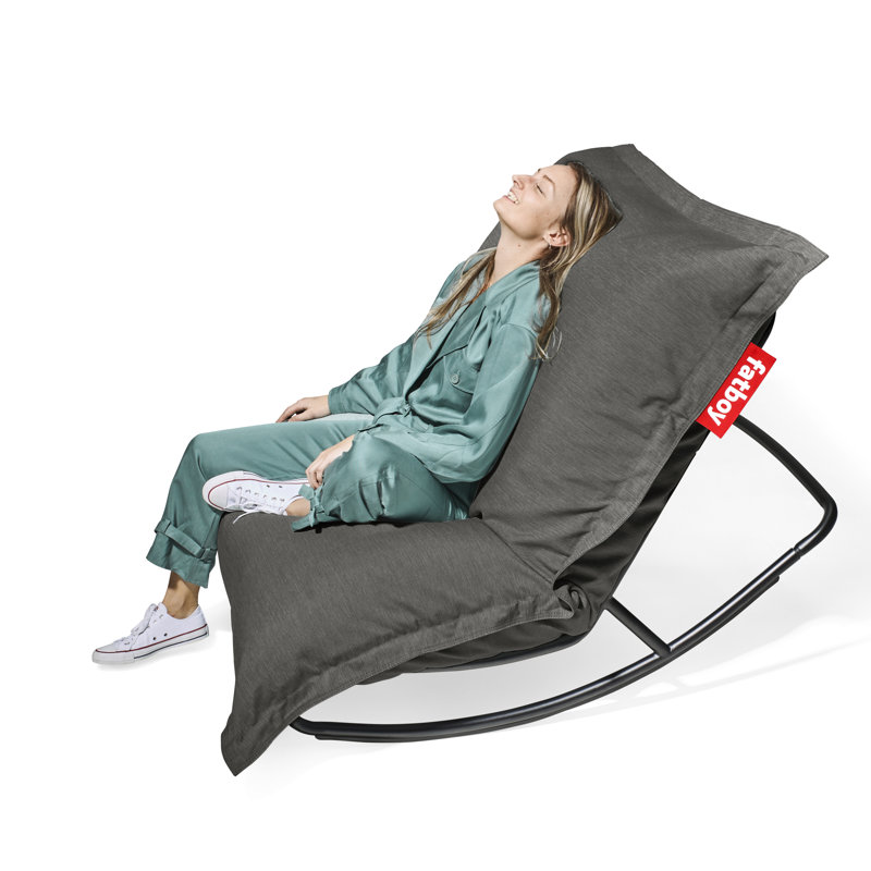 Original Outdoor Bean Bag Chair + Rock 'n Roll Rocker Bundle, Rock Gray