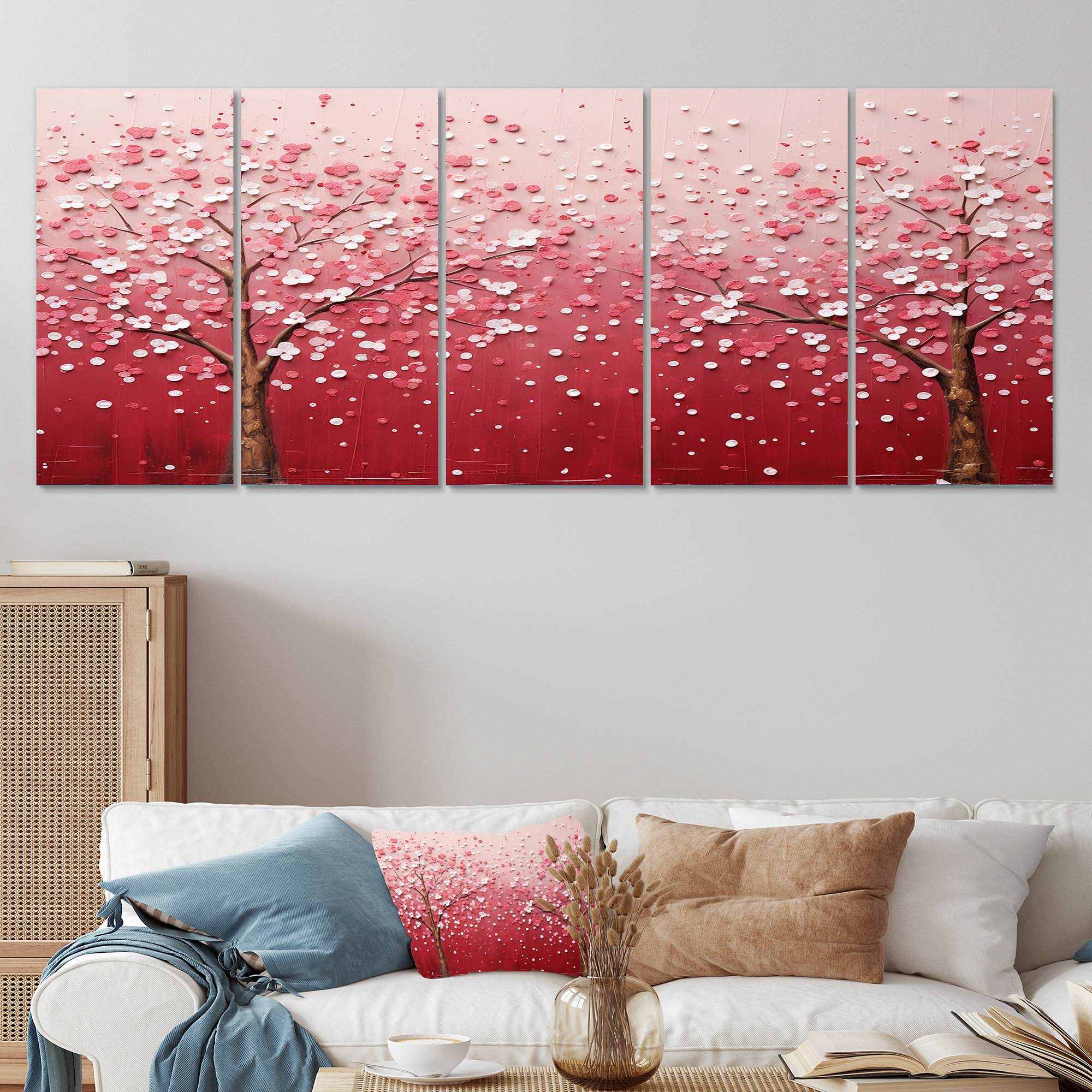 Lark Manor™ Pink And White Cherry Blossom Tree I - Cherry 5 Piece Wall ...