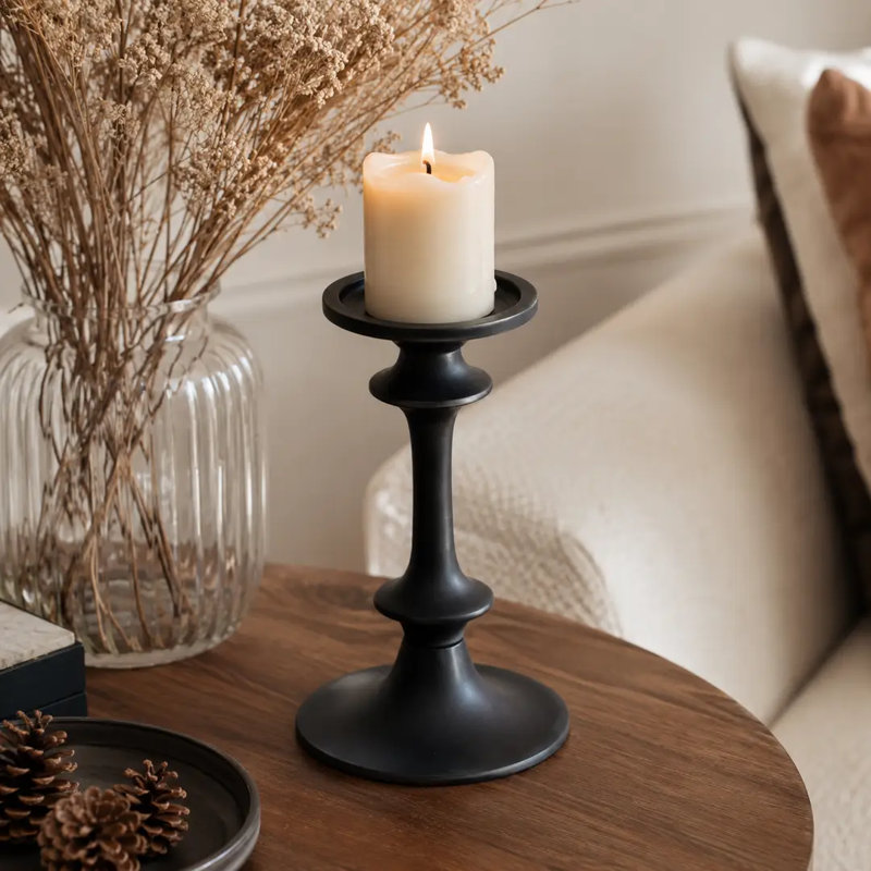 Centre de table moderne en aluminium noir 4,7 x 4,7 x 8 po