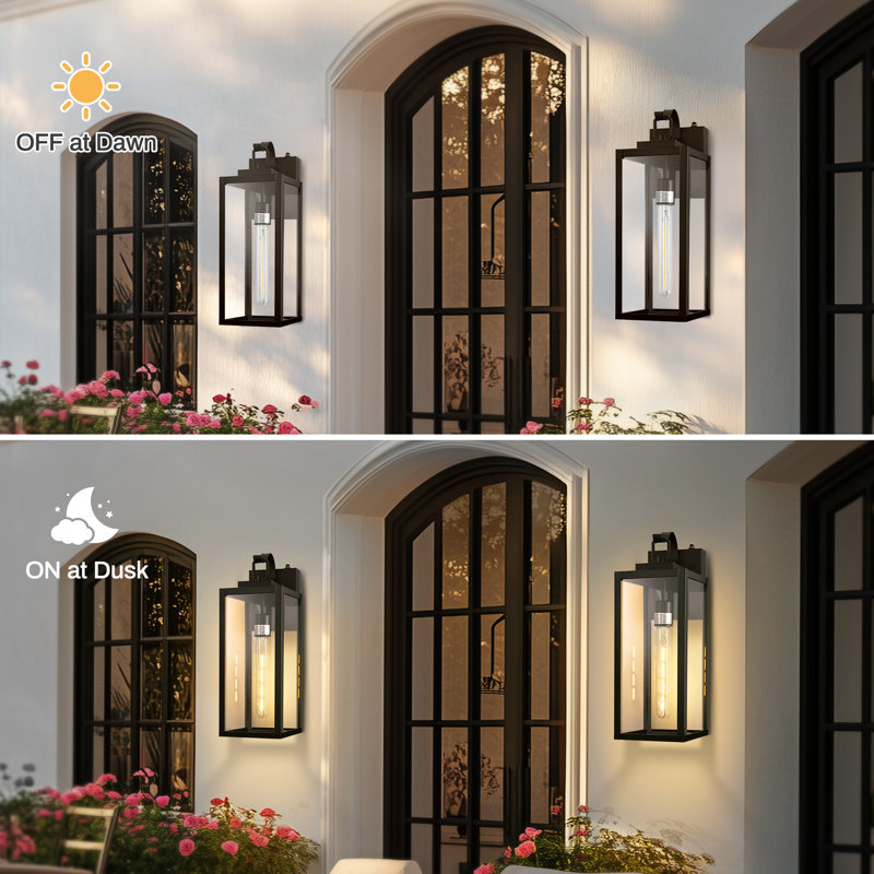 (Bulbs Included) Dusk to Dawn Outdoor Lantern Wall Light Lamp Sconces Waterproof for Porch Doorway, 18" H x 6" W x 6" D