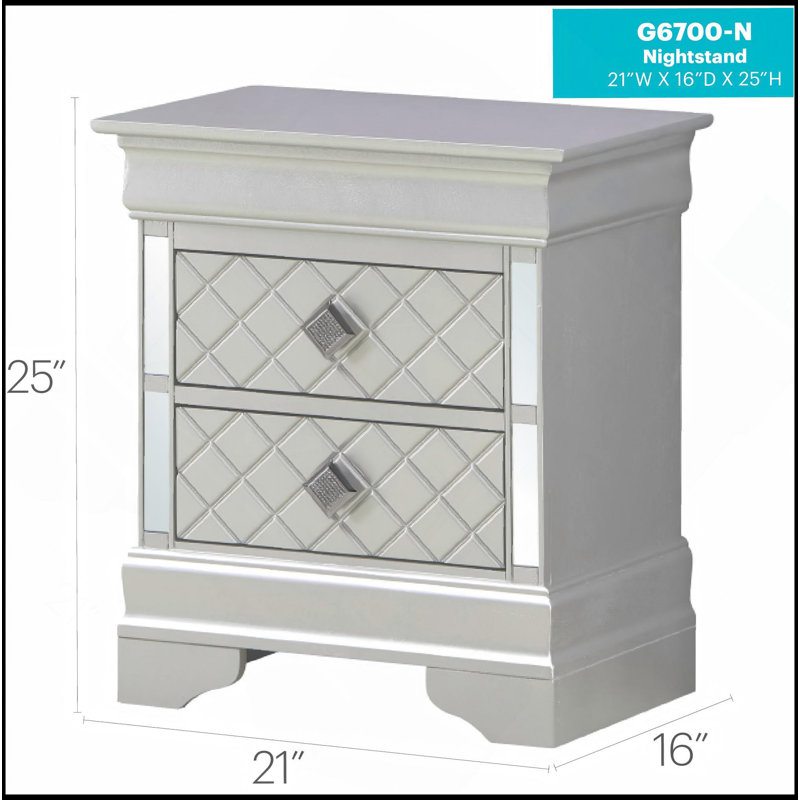 Sleek Nightstand, SIlver