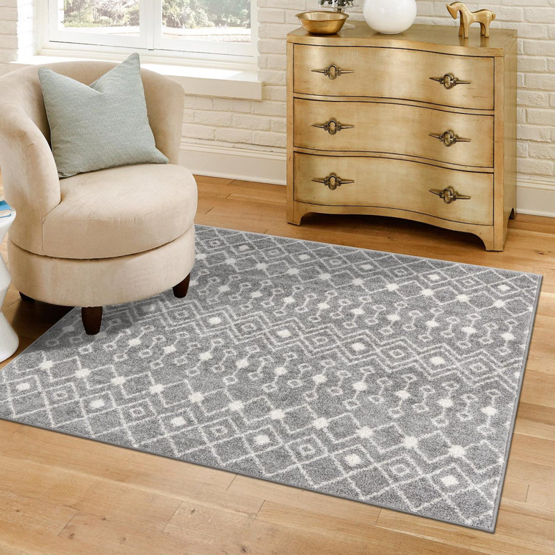Somerville Geometric Indoor Rug, Square 5'3", Gray