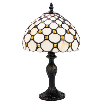 Goreville Traditional Tiffany Table Lamp with Multiple Circular Beads