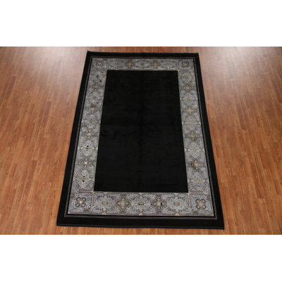 Bordered Black Traditional Area Rug 7x10