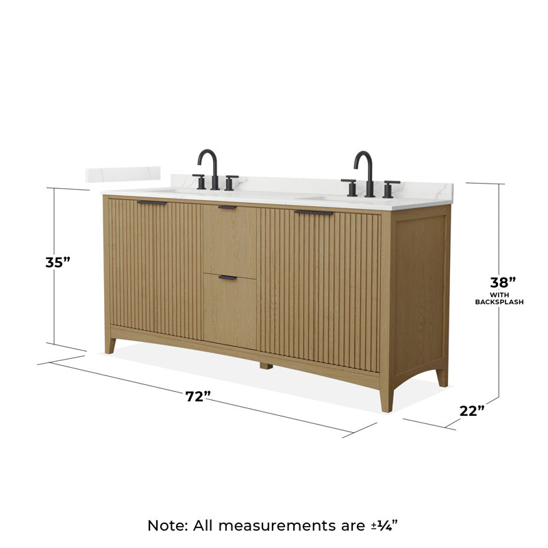 Palmilla 72" Freestanding Double Bathroom Vanity with Quartz Top, Beige, Brushed Gold, Giotto
