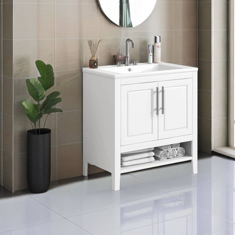 Armoire de salle de bain Aramingo, Blanc