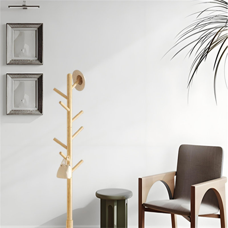 Classic Solid Wood Clothes And Hat Stand, Yellow
