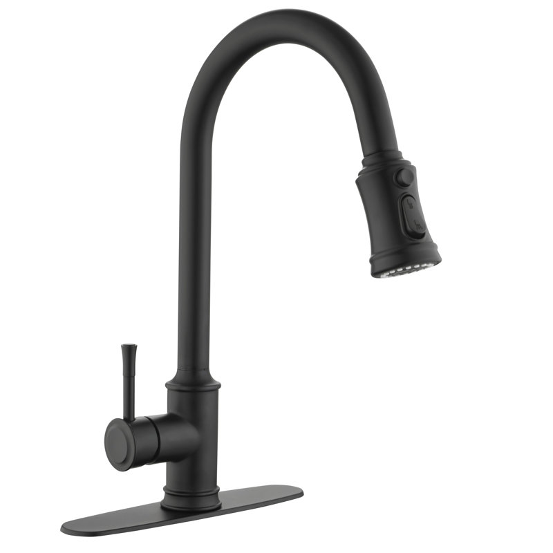 KISRAIS Pull Down Kitchen Faucet, Matt Black