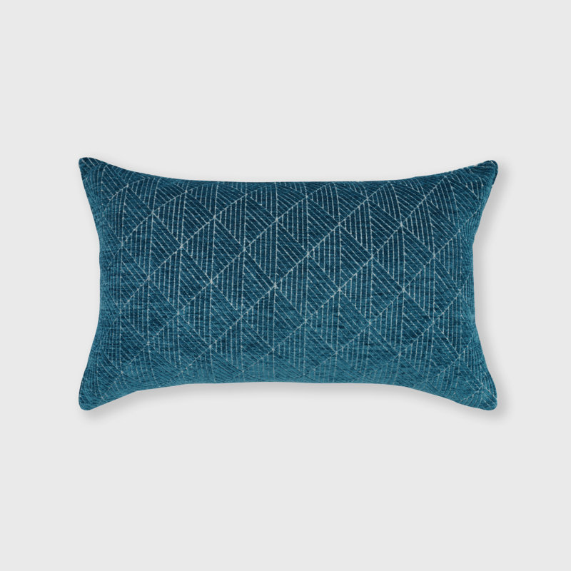 Teal Geometric Chenille Rectangular Pillow with Reversible Design