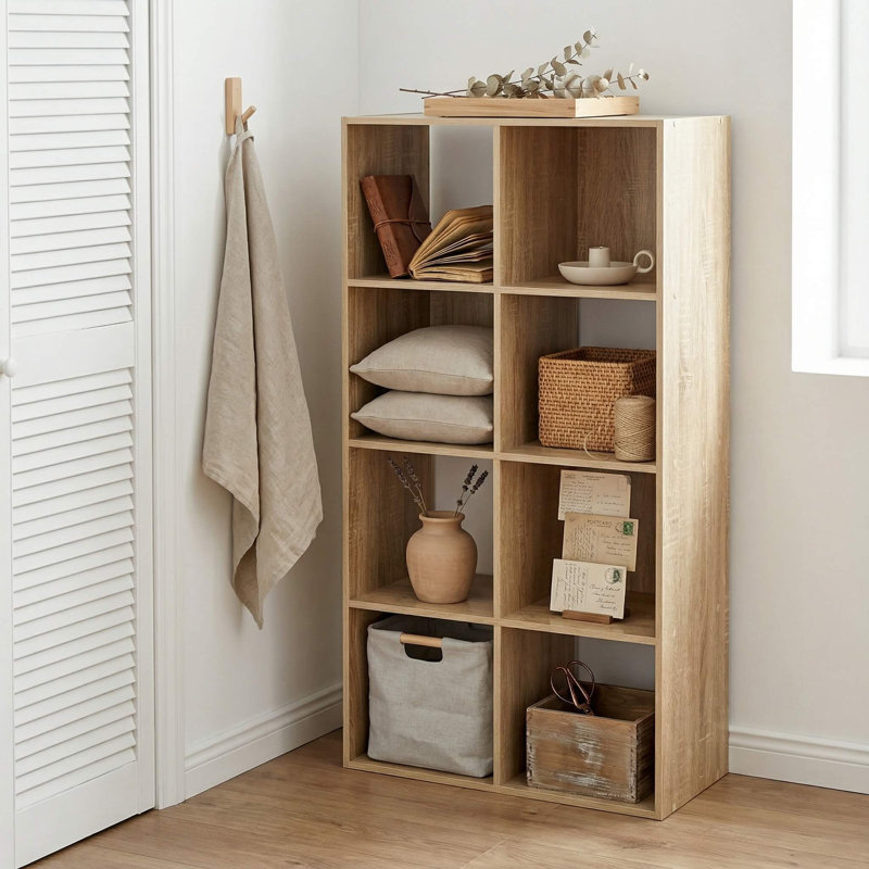 Mickale 120cm H x 60cm W Cube Bookcase, Oak