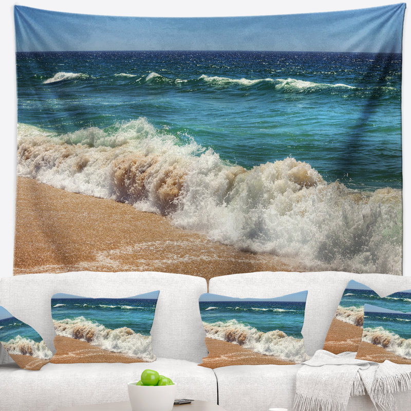 Tapisserie «Seascape Atlantic Beach» avec vagues écumantes, H 68 po x l 80 po