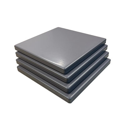 Old Stone Glazed Cordierite Square Pizza Stone 4 Piece Set, 7.5x7.5-inch, Grey