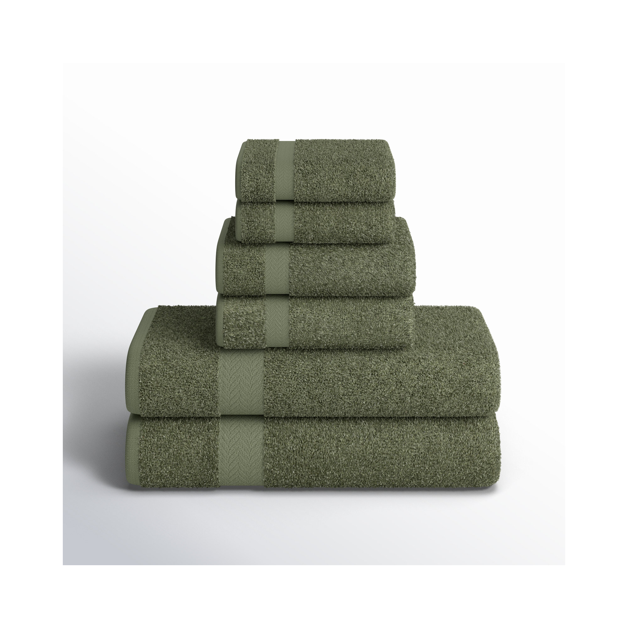 Glenlee 6 Piece Eco-Friendly 100% Cotton Towel Set, Forest Green