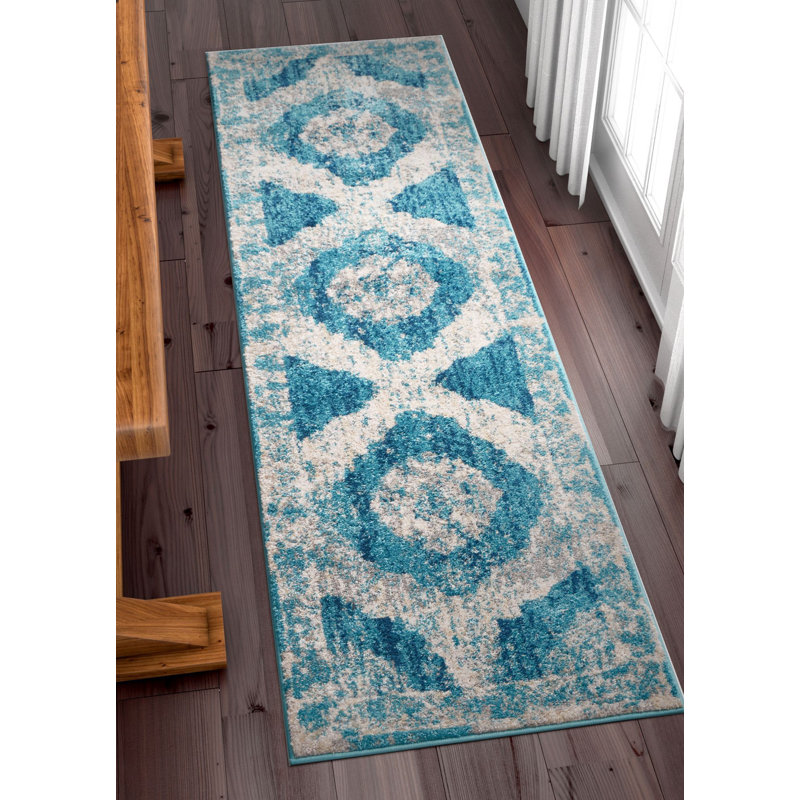 Sydney Vintage Abstract Synthetic Area Rug, Runner 80 x 365cm