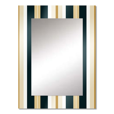Zahrea Classic Beige And Green Elegance Striped Pattern - striped  Decorative Mirror, Striped, Abstract Wall Mirror, Printed Metal Art