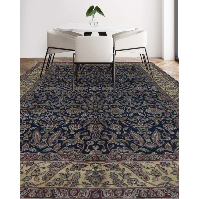 Marquis Wool Oriental Area Rug in Navy/Beige