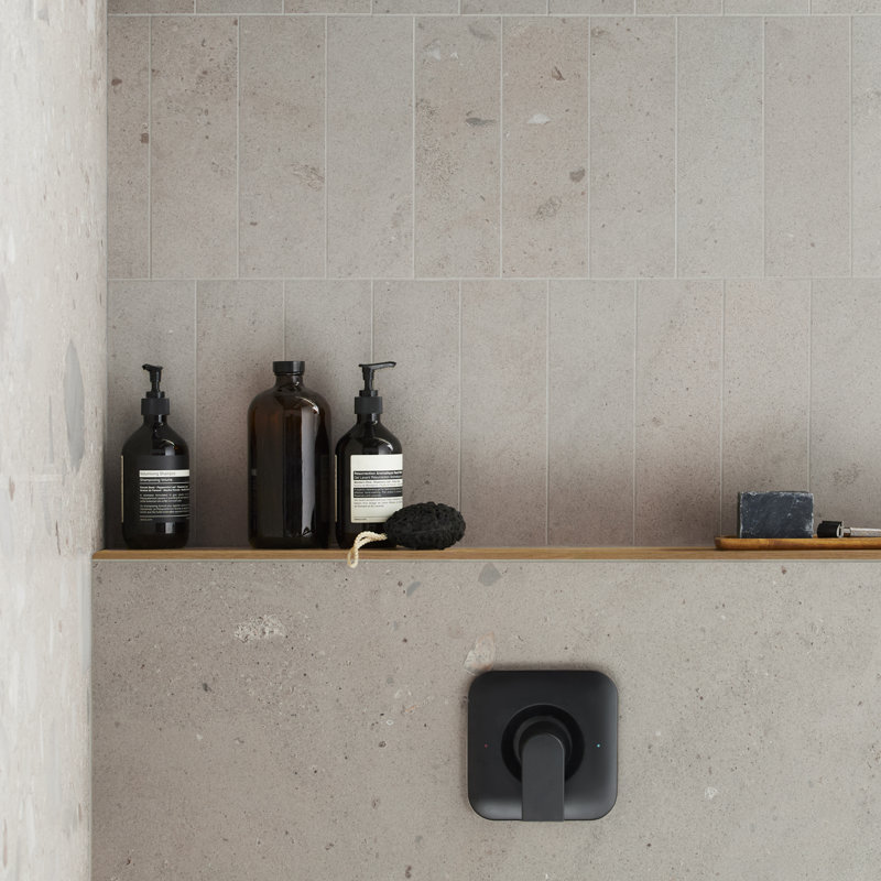 Piccoli Petite 4x12 Matte Terrazzo Look Porcelain Tile, Warm Gray