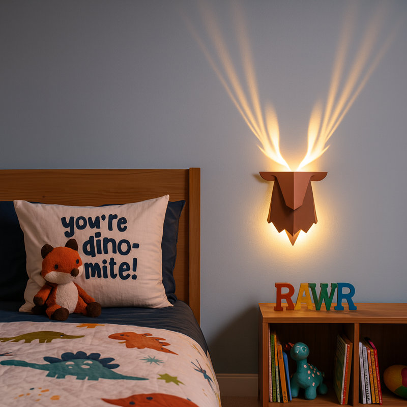 Deer Night Light with Remote Control, Rechargeable Antler Lamp, Dimmable Deer Wall Light