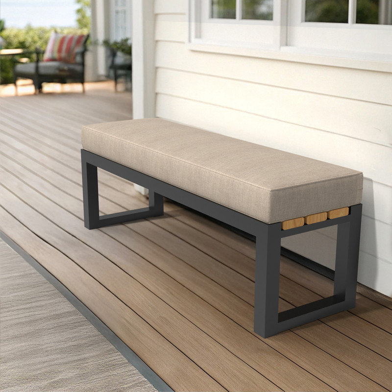 Sunbrella Bench Seat Cushion, Cast Ash