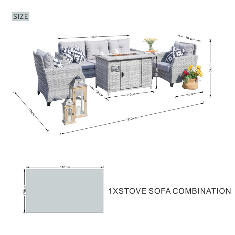 Newcastleton 5 Seat Rattan Conversation Set