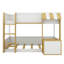 Lit superposé avec bureau, armoire de rangement et ports USB, lit superposé peu encombrant avec échelle et garde-corps