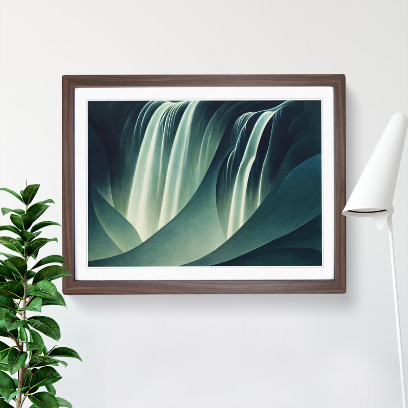 Shimmering Waterfall - Framed Print, 25cm H x 34cm W x 2cm D, Walnut
